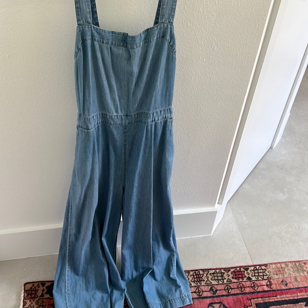 Madewell Denim Tie Back Wide Leg Jumpsuit 12